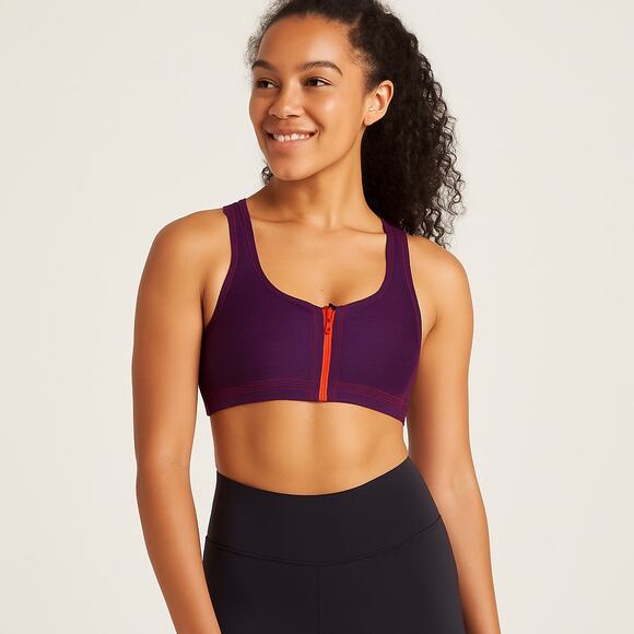 Athleisure Activewear Purple Zip Front Sports Bra Xhilaration Small - Picture 1 of 4